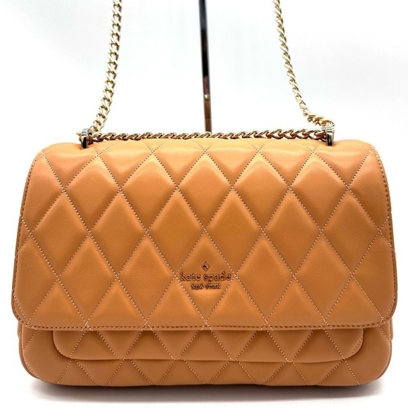 Kate Spade Carey Medium Quilted Leather Flap Shoulder Bag Tiramisu (NWT) - Picture 1 of 10